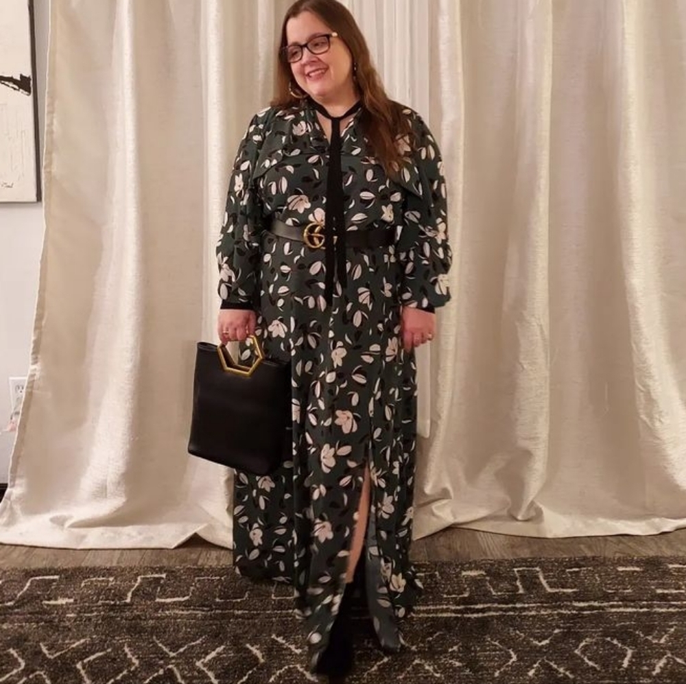 Eloquii green floral dress size 14